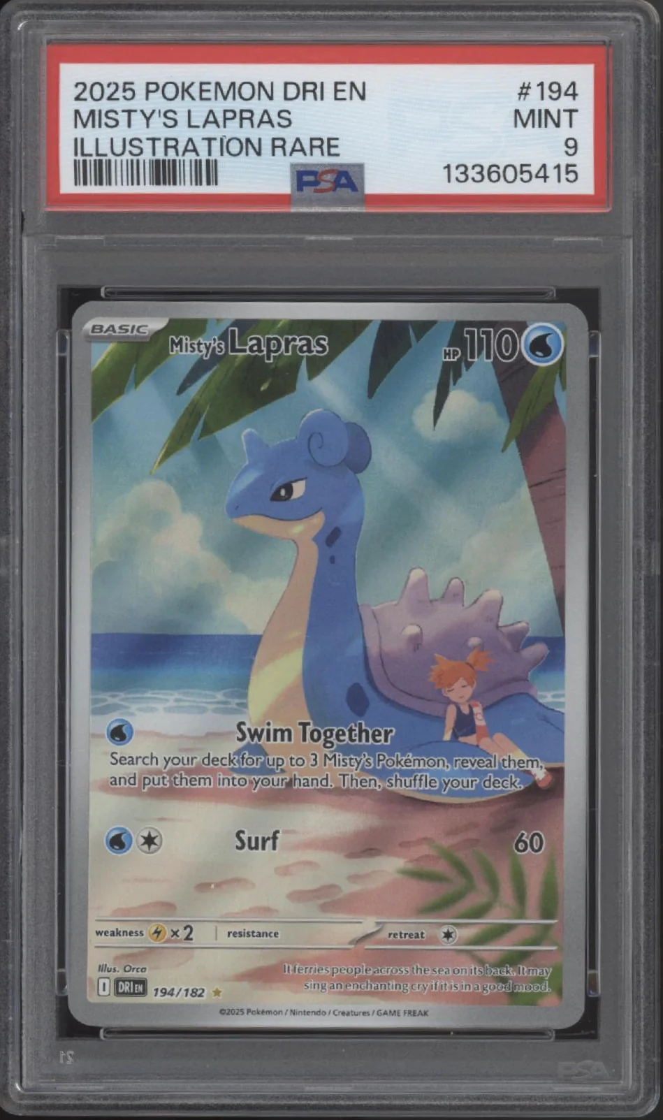 Misty's Lapras Pokemon Destined Rivals Illustration Rare #194 PSA 9 #1