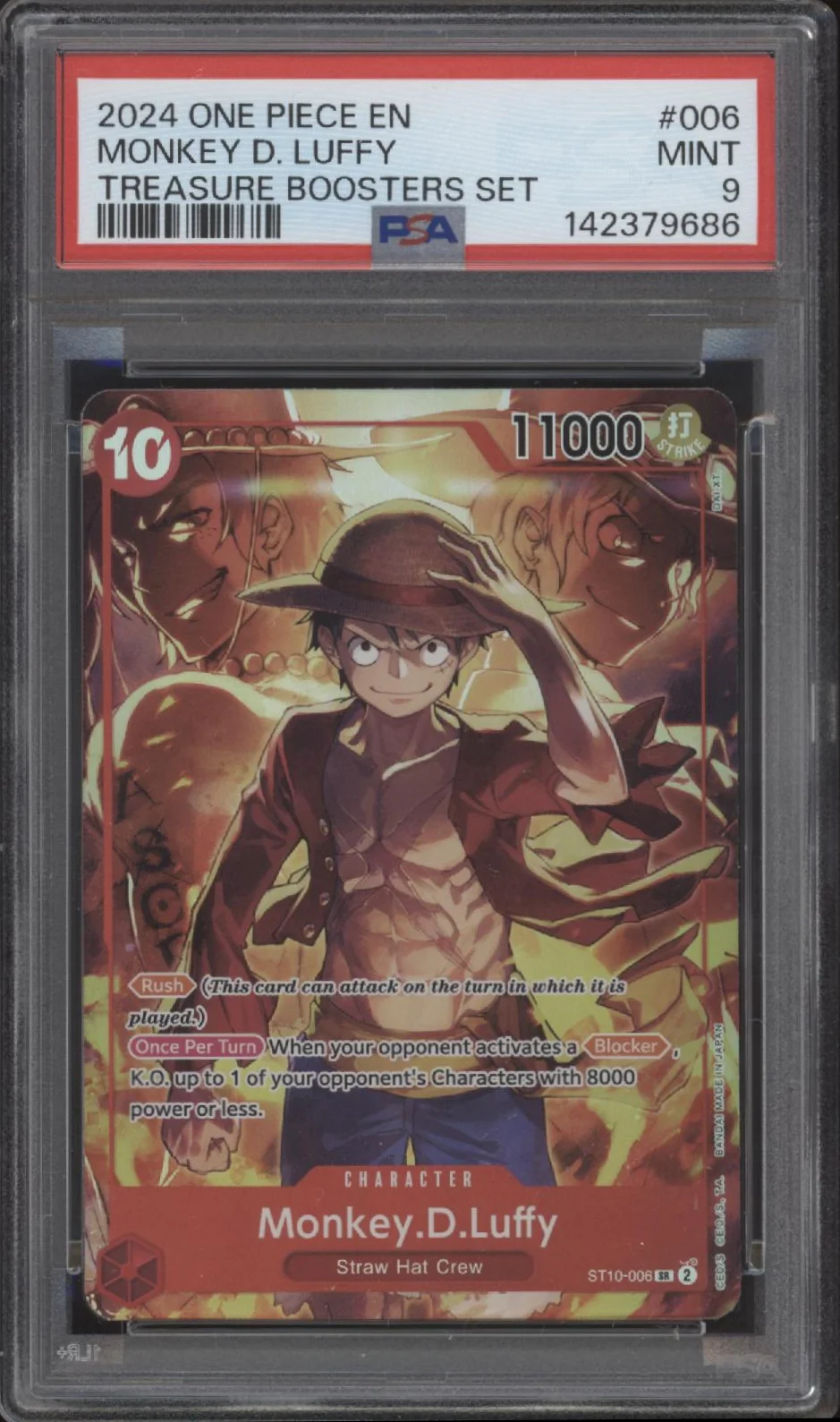 Monkey D Luffy One Piece Card Game Treasure Boosters Set #006 PSA 9 #2