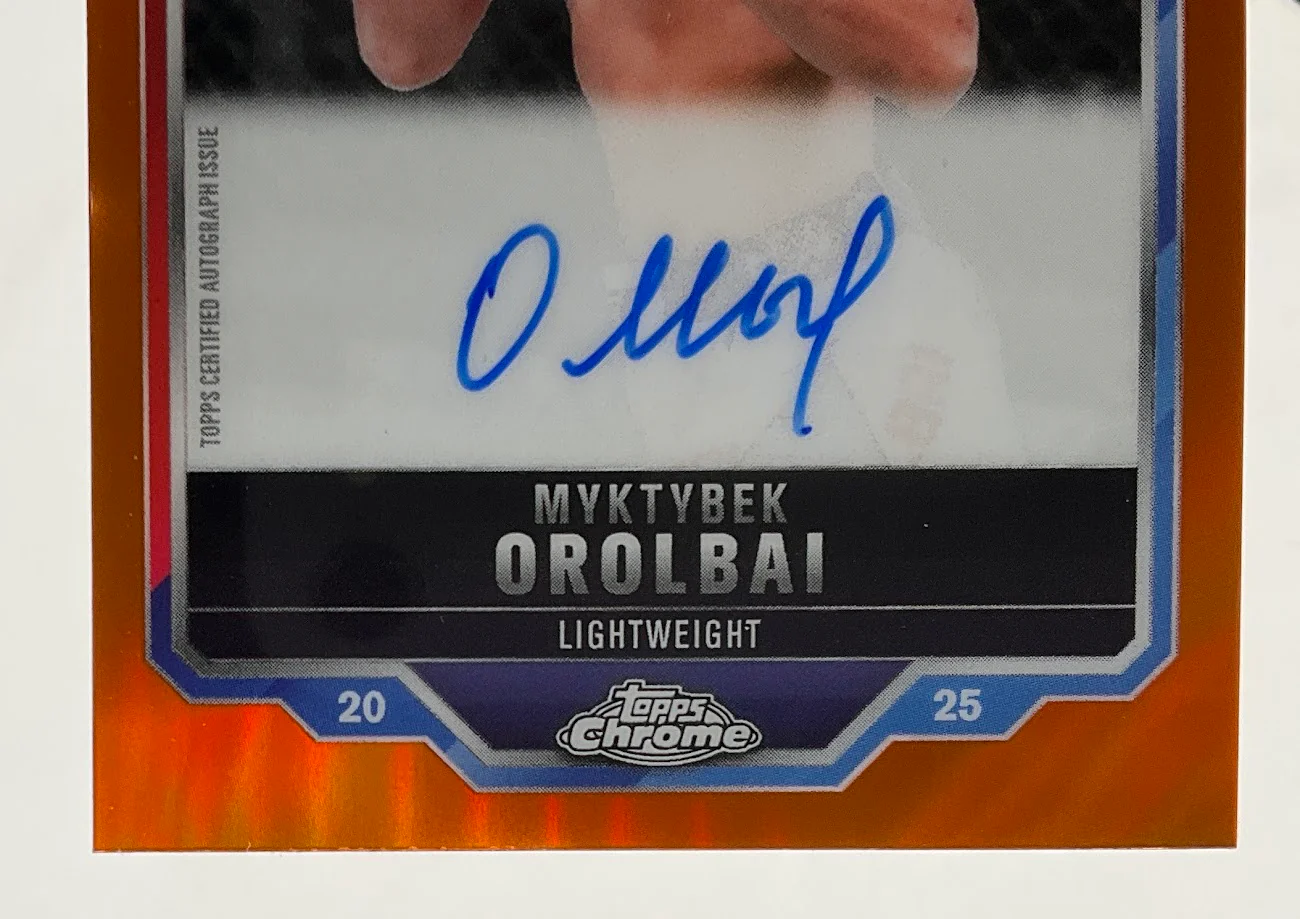 Myktybek Orolbai 2025 Topps Chrome Orange Refractor RC Auto 25/25 #CRA-MO - Image 4