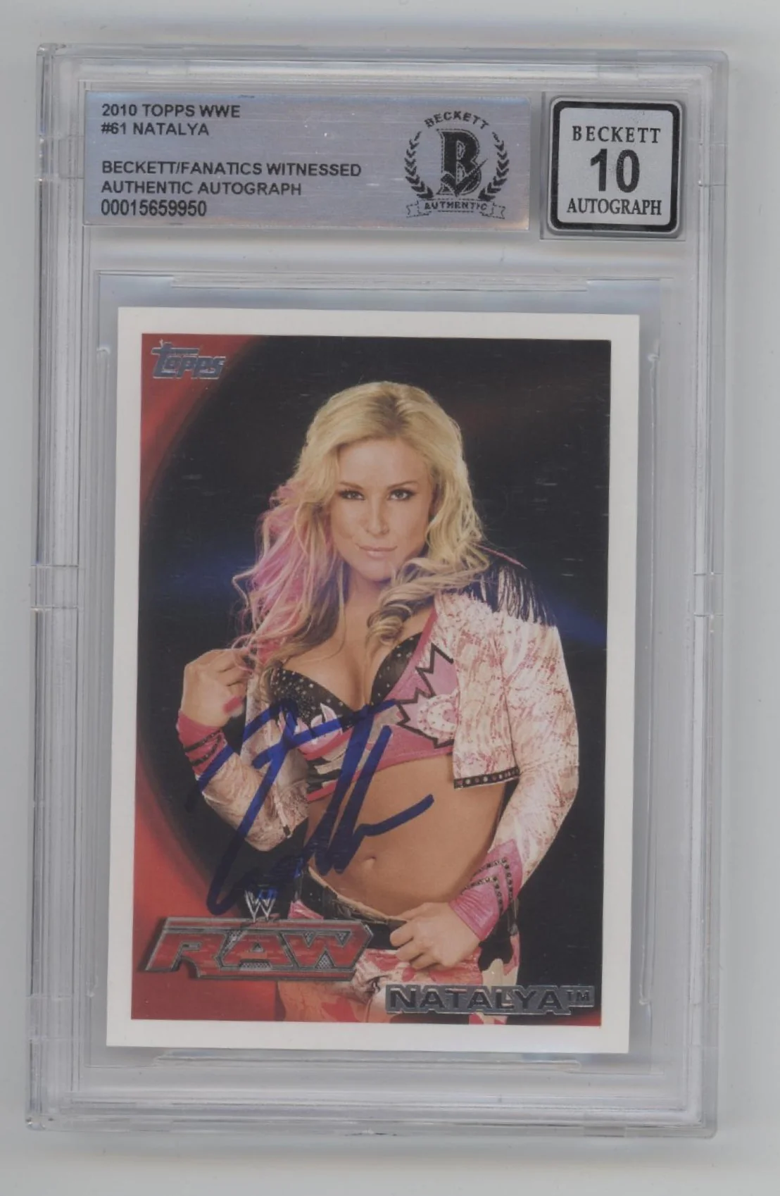 Natalya 2010 Topps #61 with Beckett Witnessed Auto 10