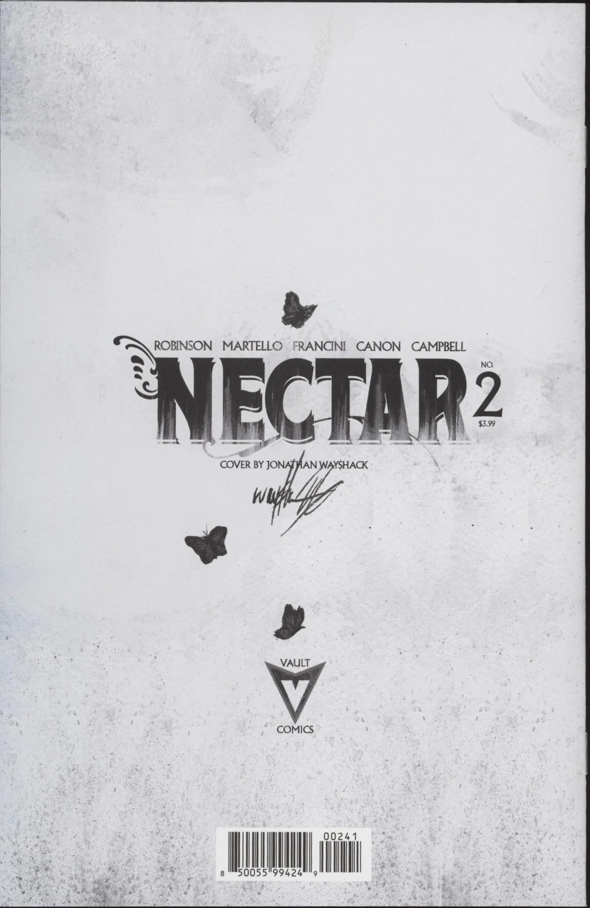 Nectar #2 Cover D Inc 1:30 Jonathan Wayshak Black & White Full Art Variant - Image 2