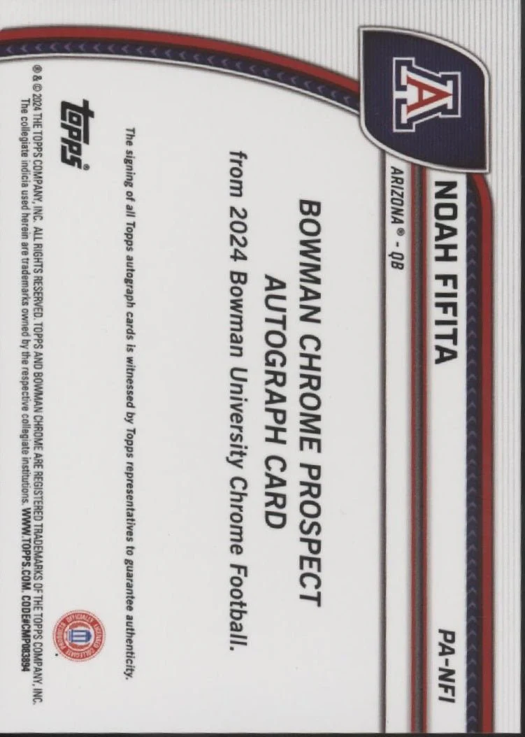 Noah Fifita 2024 Bowman Chrome University Auto #PA-NFI - Image 2