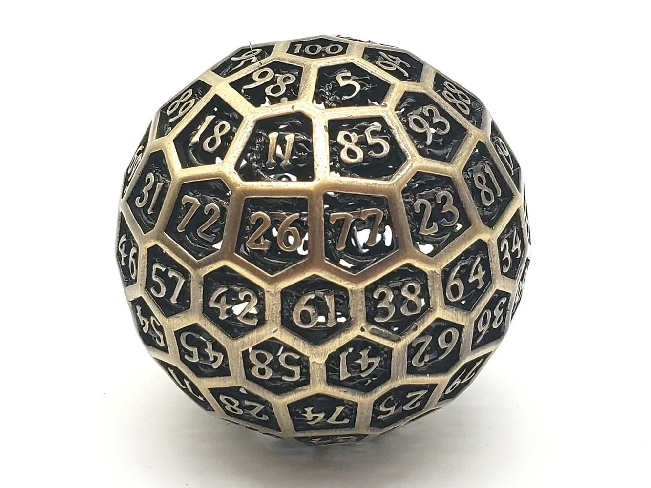 Old School Dice: Hollow Metal 50mm D100 Dragon's Head - Ancient Gold - Image 2