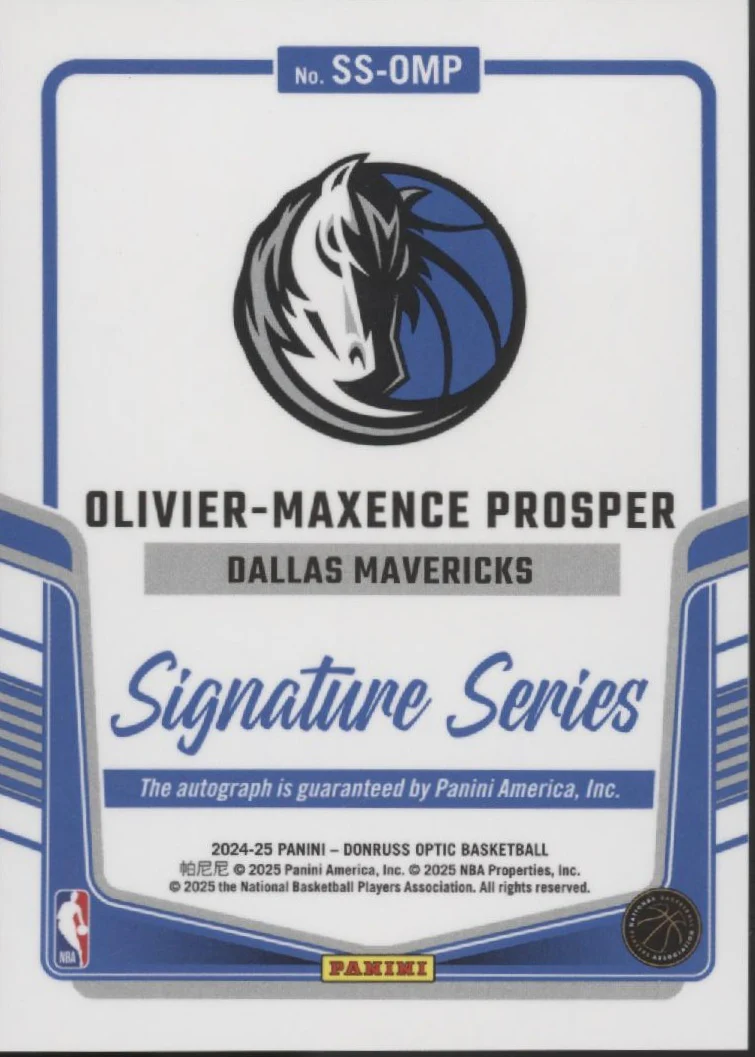 Olivier-Maxence Prosper 2024-25 Panini Donruss Optic Signature Series Auto - Image 2