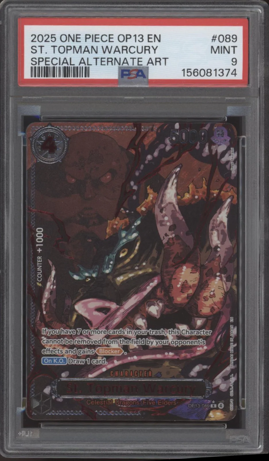 The Five Elders One Piece OP13 Special Alternate Art PSA 10 Sequential Set of 5 - Image 8