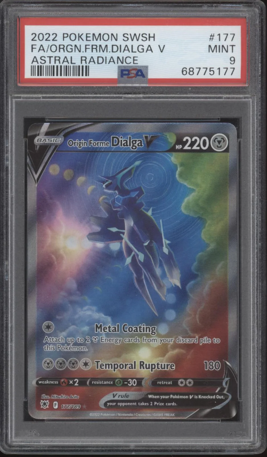 Origin Forme Dialga V Pokemon Astral Radiance Full Art #177 PSA 9
