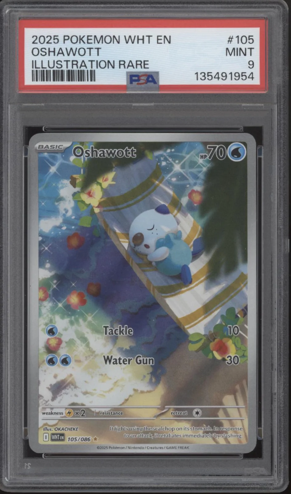 Oshawott Pokemon White Flare Illustration Rare #105 PSA 9