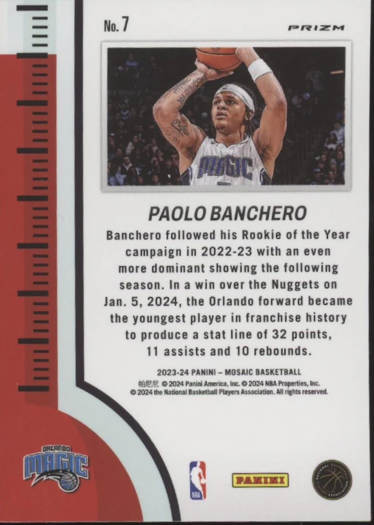 Paolo Banchero 2023-24 Panini Mosaic Heat Check Prizm #7 - Image 2