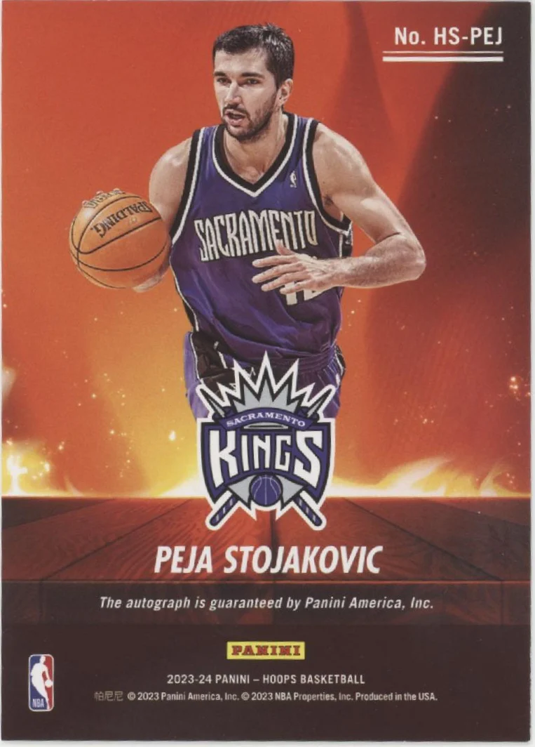 Peja Stojakovic 2023-24 Panini Hoops Hot Signatures Auto #HS-PEJ - Image 2