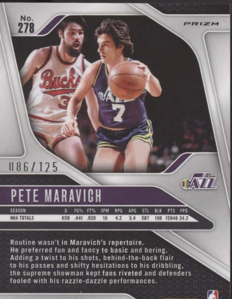 Pete Maravich 2024-25 Panini Prizm Orange Fast Break Prizm 086/125 #278 - Image 2