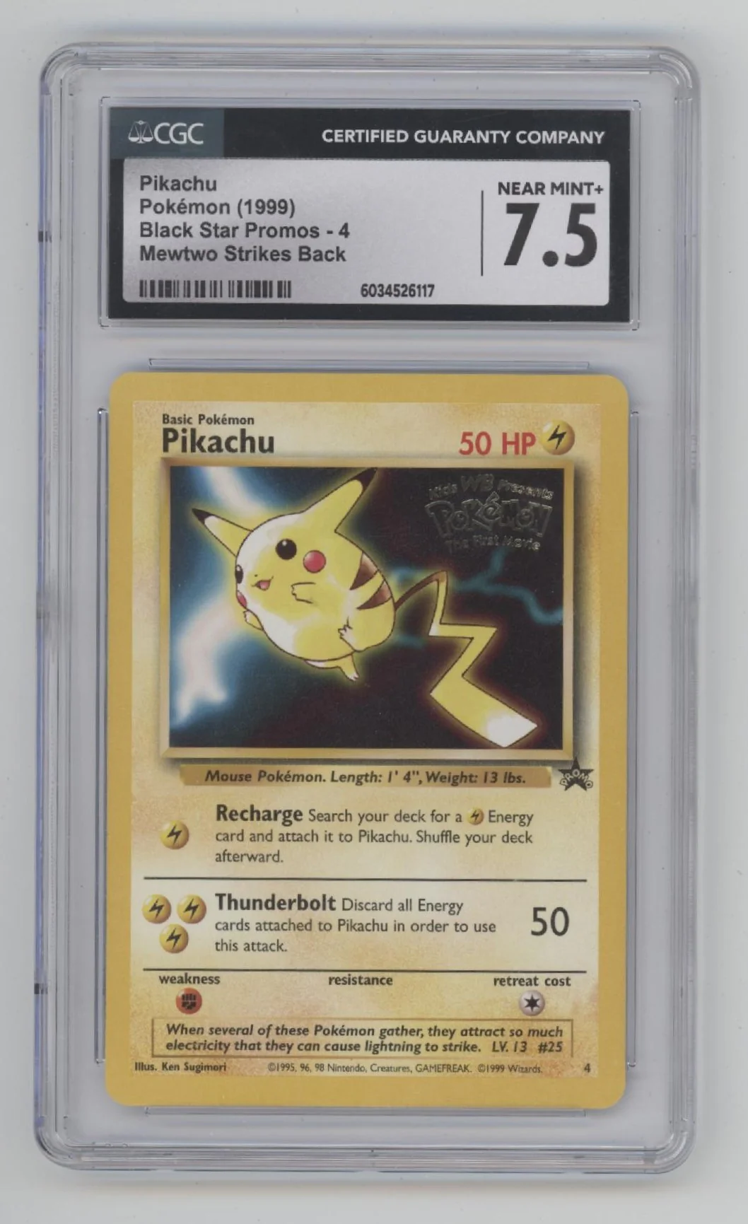Pikachu Pokemon Mewtwo Strikes Back Black Star Promo #4 CGC 7.5