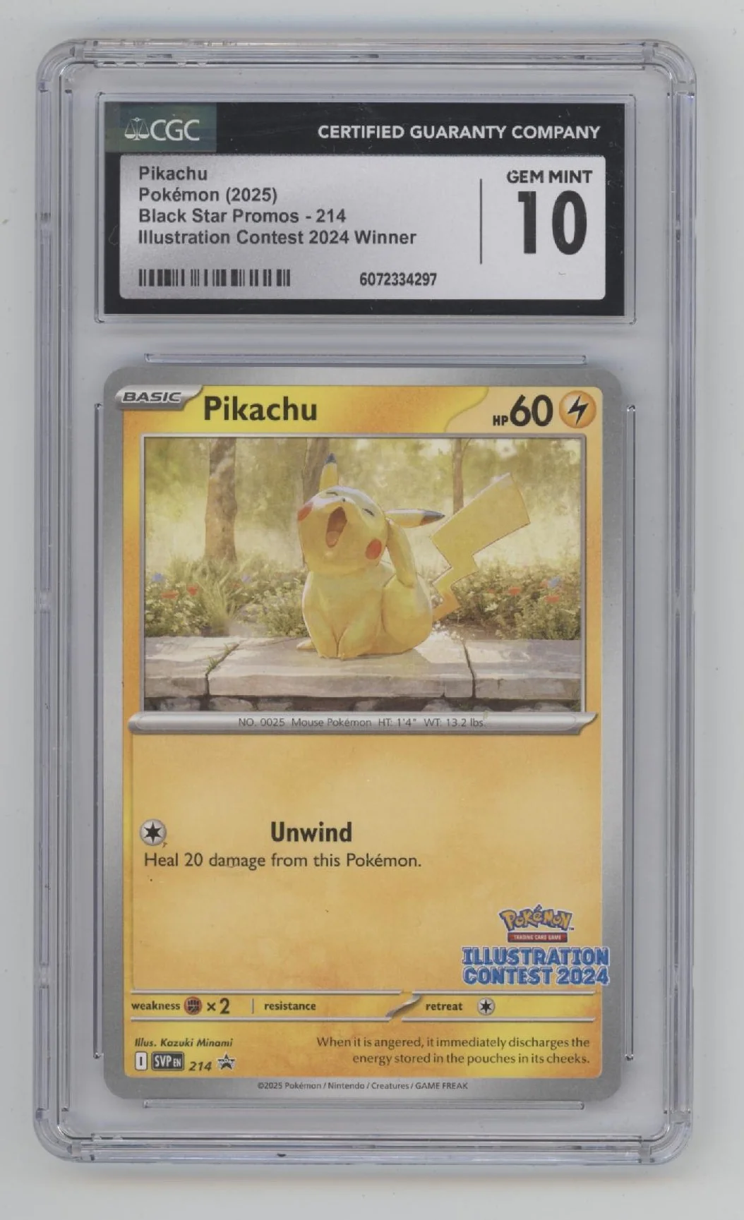 Pikachu Pokemon Black Star Promo Promo Illustration Contest 2024 #214 CGC 10 #2