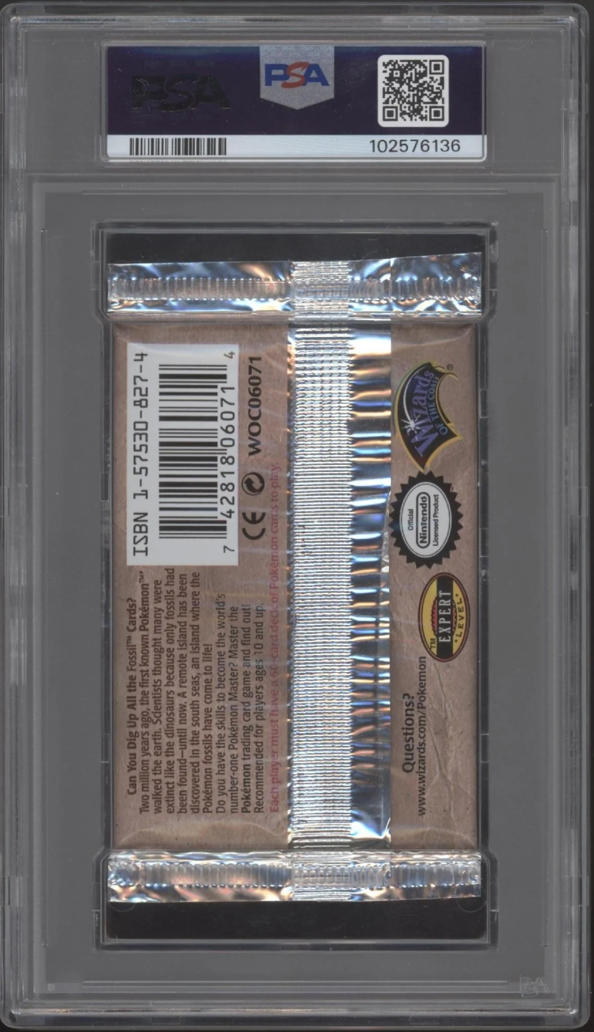 Pokemon Fossil Unlimited Narrow Margins Lapras Booster Pack PSA 9 - Image 2