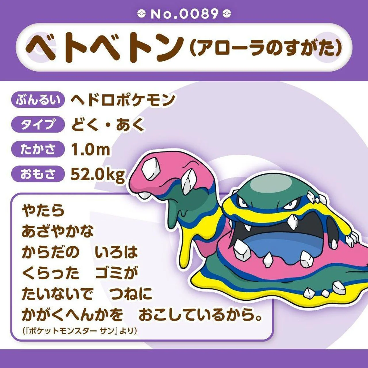 Pokemon: Pokemon Fit Alolan Muk No.A089 Plush (Japanese Pokemon Center Exclusive) - Image 3