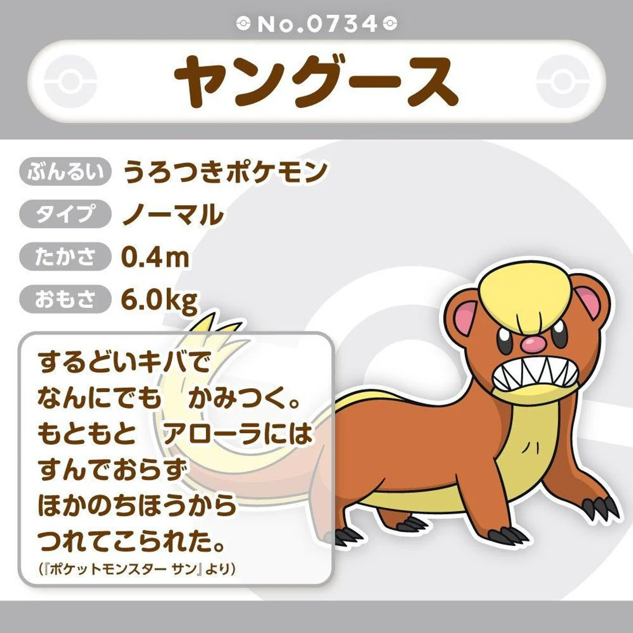Pokemon: Pokemon Fit Yungoos No.734 Plush (Japanese Pokemon Center Exclusive) - Image 3