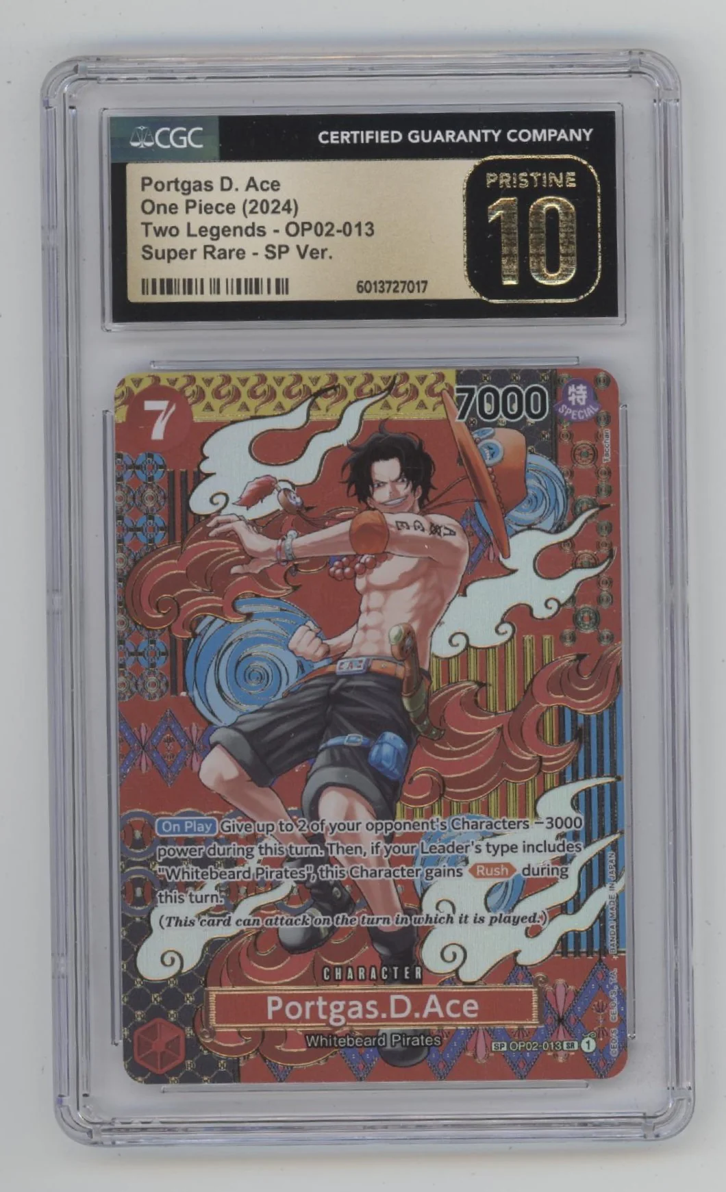 Portgas D Ace One Piece Card Game Two Legends Super Rare #013 CGC 10 Pristine
