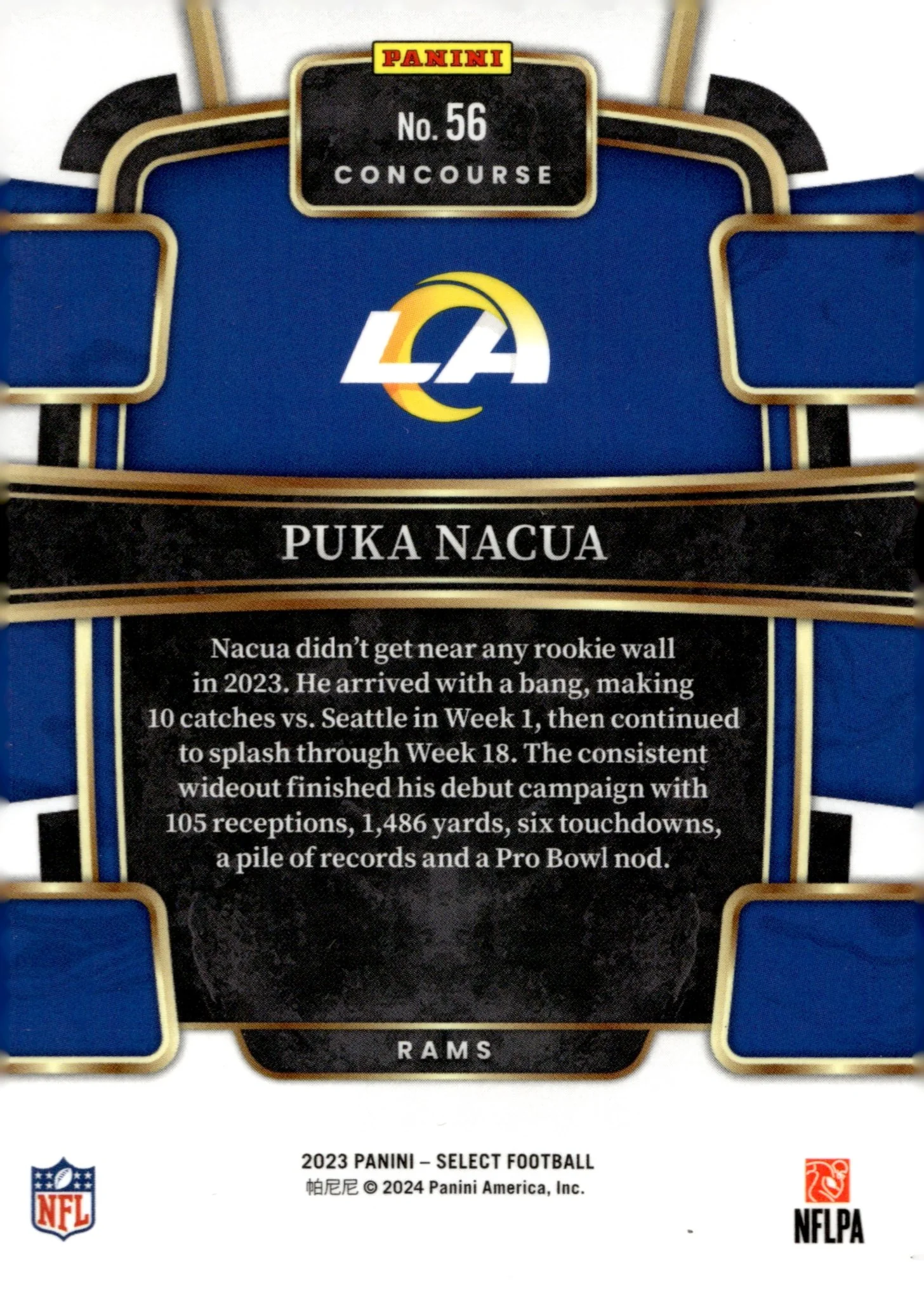 Puka Nacua 2023 Panini Select RC #56 #1 - Image 2