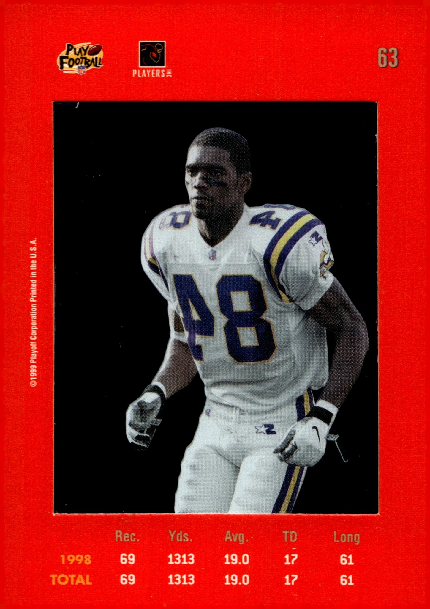 Randy Moss 1999 Playoff Absolute SSD Red #63 - Image 2