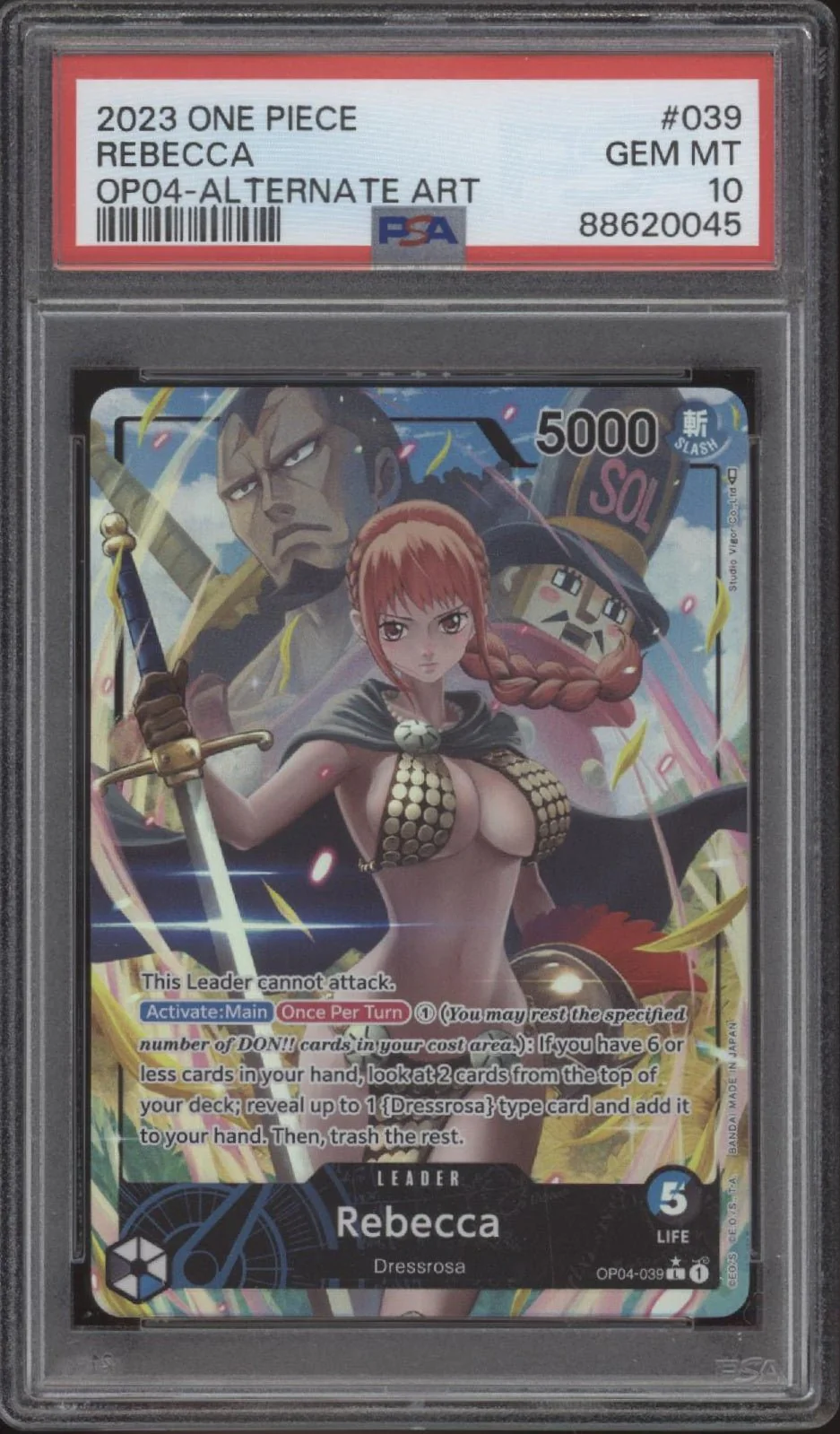 Rebecca One Piece Card Game Kingdoms of Intrigue Alternate Art #039 PSA 10