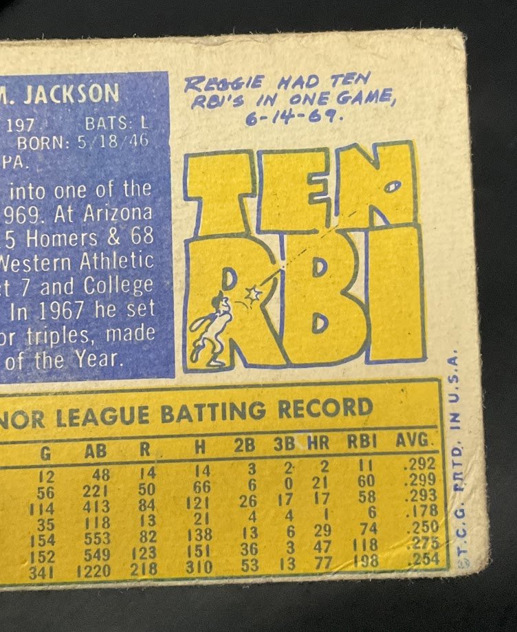 Reggie Jackson 1970 Topps #140 Oakland Athletics GD - Image 5