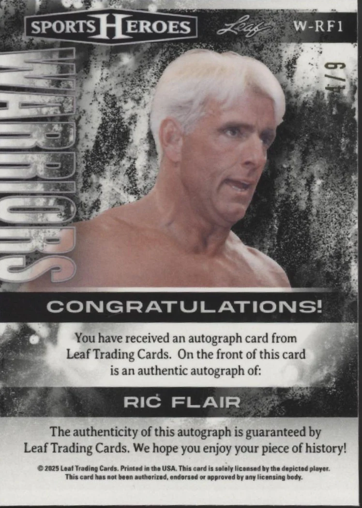 Ric Flair 2025 Leaf Sports Heroes Warriors Auto 4/9 #W-RF1 - Image 2