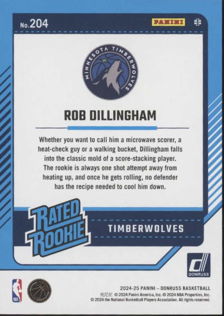 Rob Dillingham 2024-25 Panini Donruss Rated Rookie Red Mojo Prizm RC 41/99 #204 - Image 2