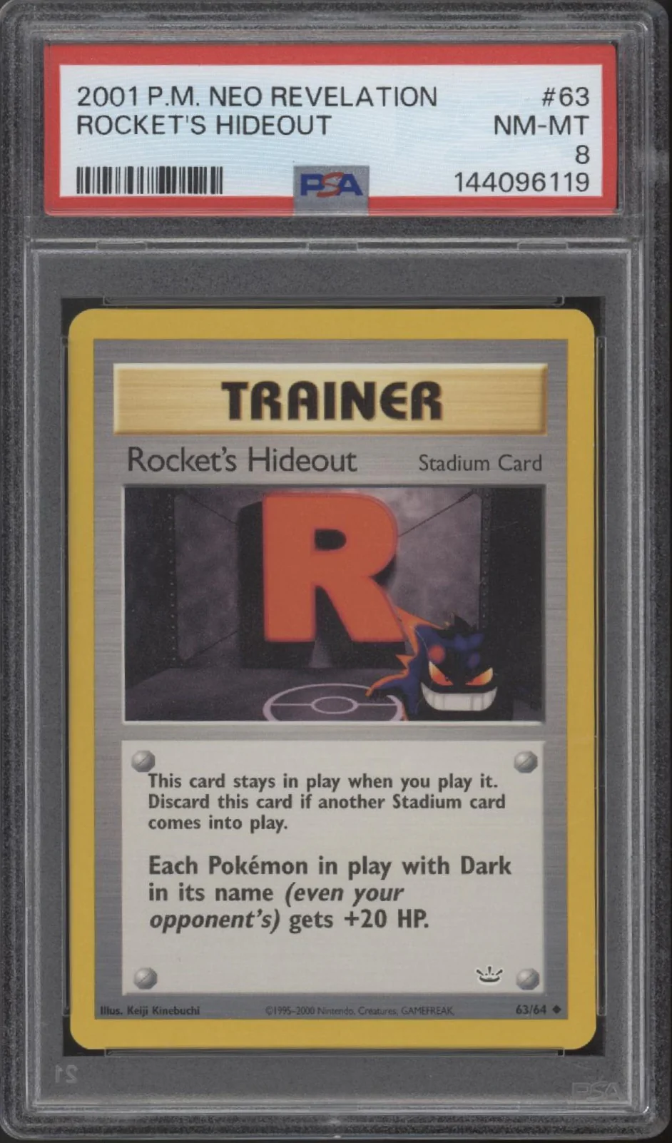 Rocket's Hideout Pokemon Neo Revelation #63 PSA 8