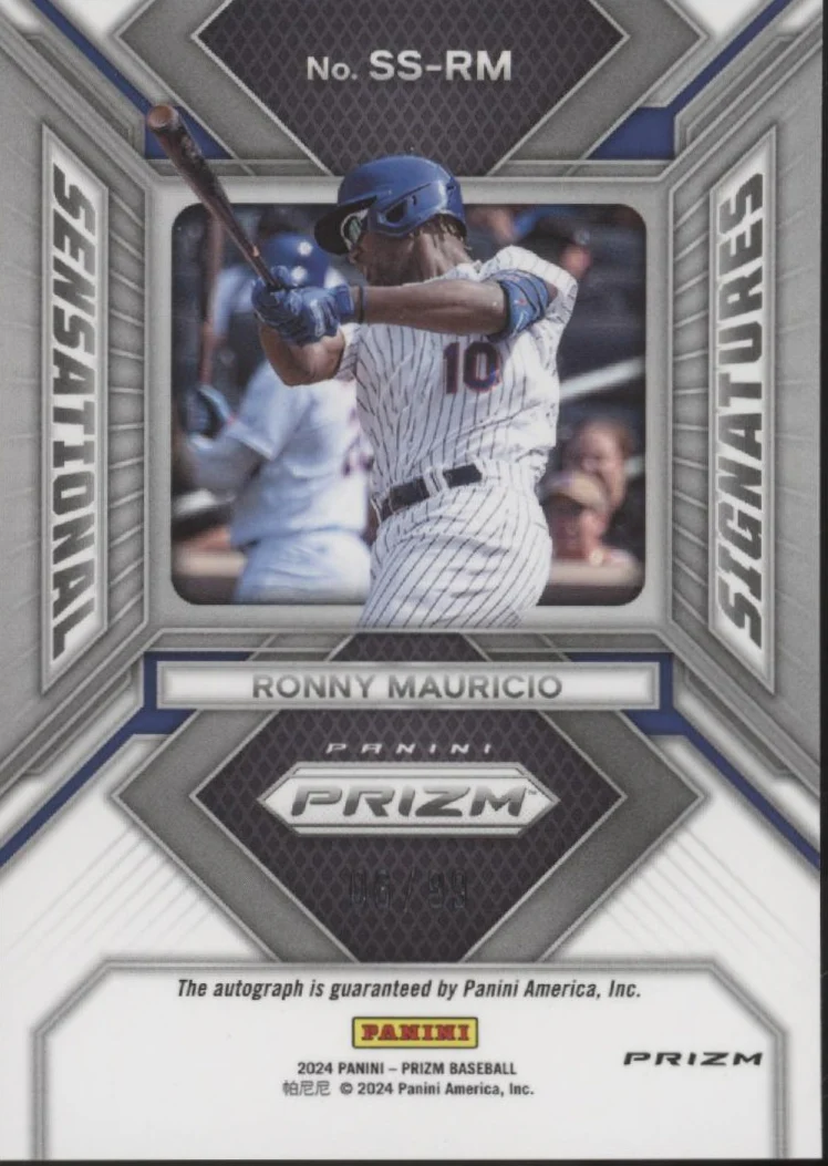 Ronny Mauricio 2024 Panini Prizm Sensational Signatures Red Prizm RC Auto 06/99 - Image 2