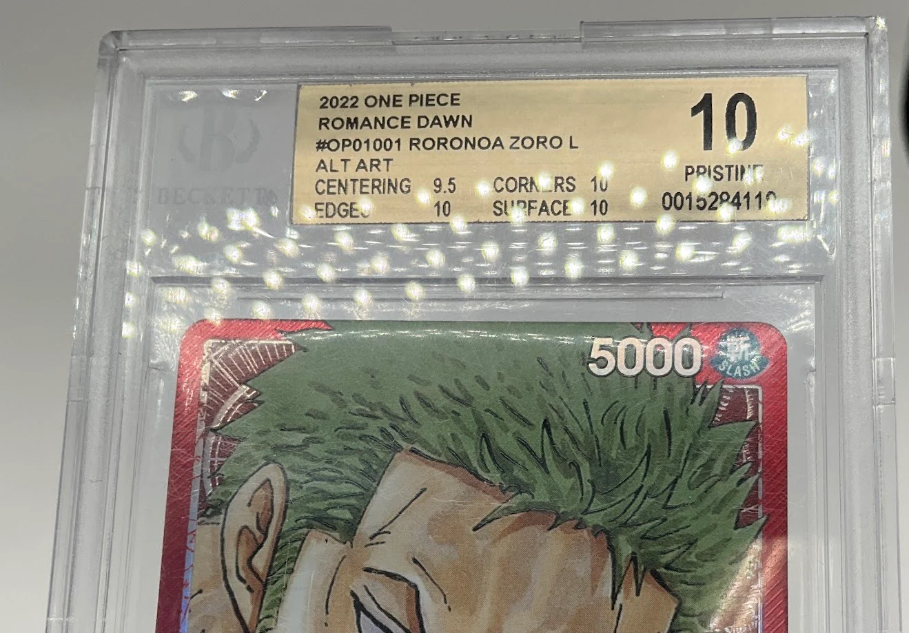 Roronoa Zoro One Piece Romance Dawn Alternate Art #OP01001 Beckett 10 - Image 3