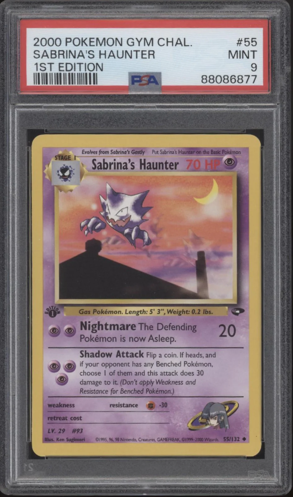 Sabrina's Haunter Pokemon Gym Challenge 1st Edition #55 PSA 9