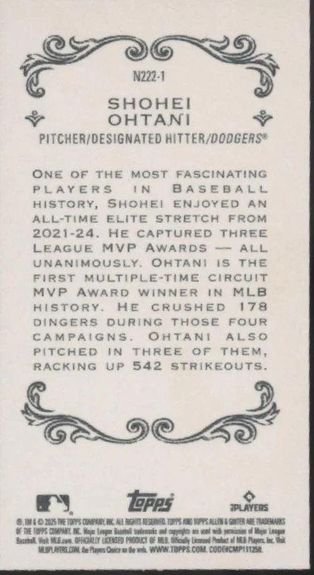 Shohei Ohtani 2025 Topps Allen & Ginter Mini #N222-1 - Image 2