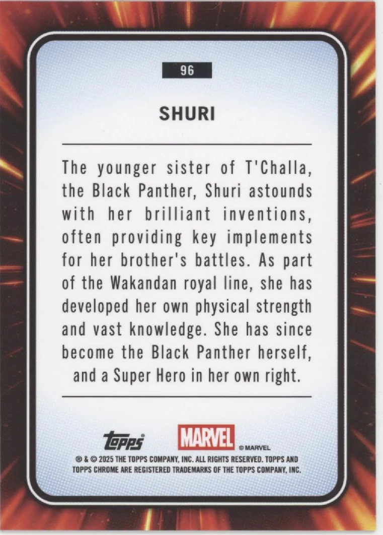 Shuri 2025 Topps Chrome Marvel Purple Shimmer Refractor 68/75 #96 - Image 2