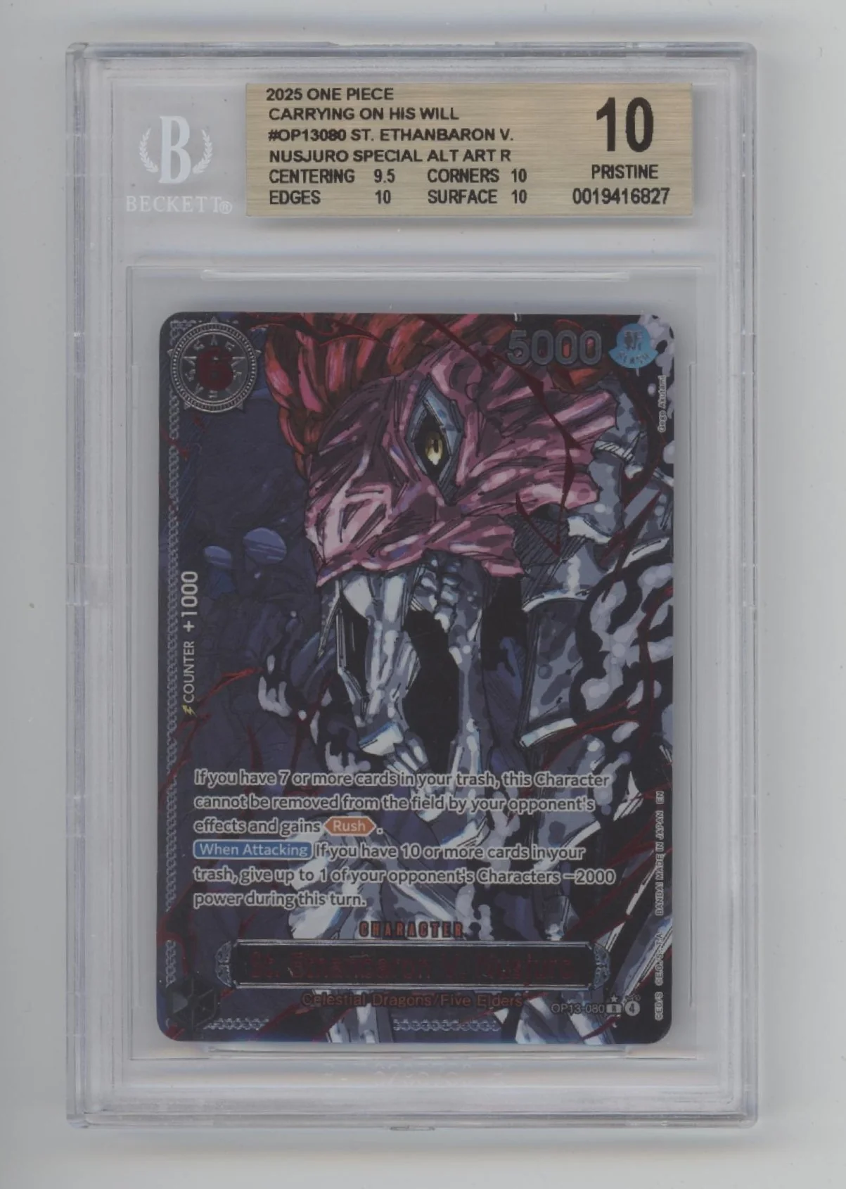 St Ethanbaron V Nusjuro One Piece OP13 Special Alt Art Beckett 10 Pristine