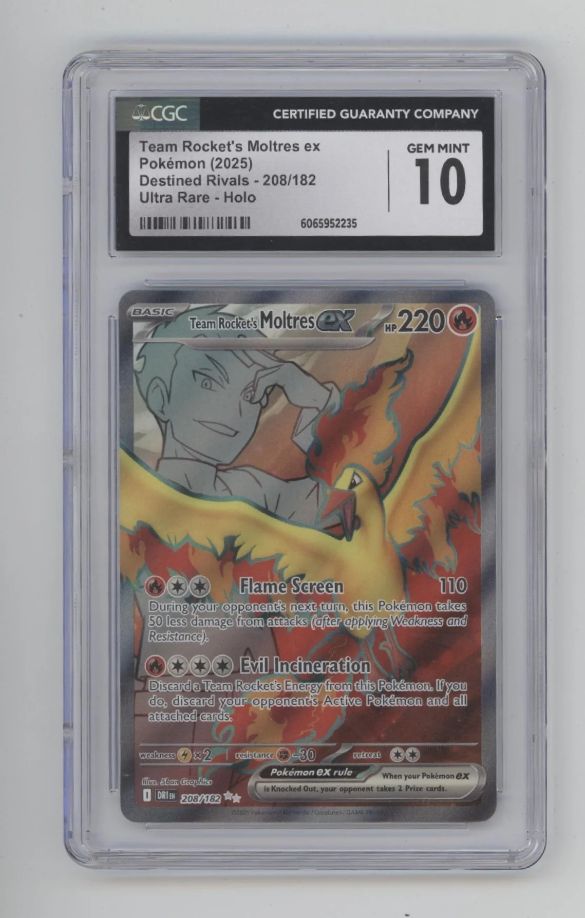 Team Rocket's Moltres ex Pokemon Destined Rivals Ultra Rare Holo #208 CGC 10