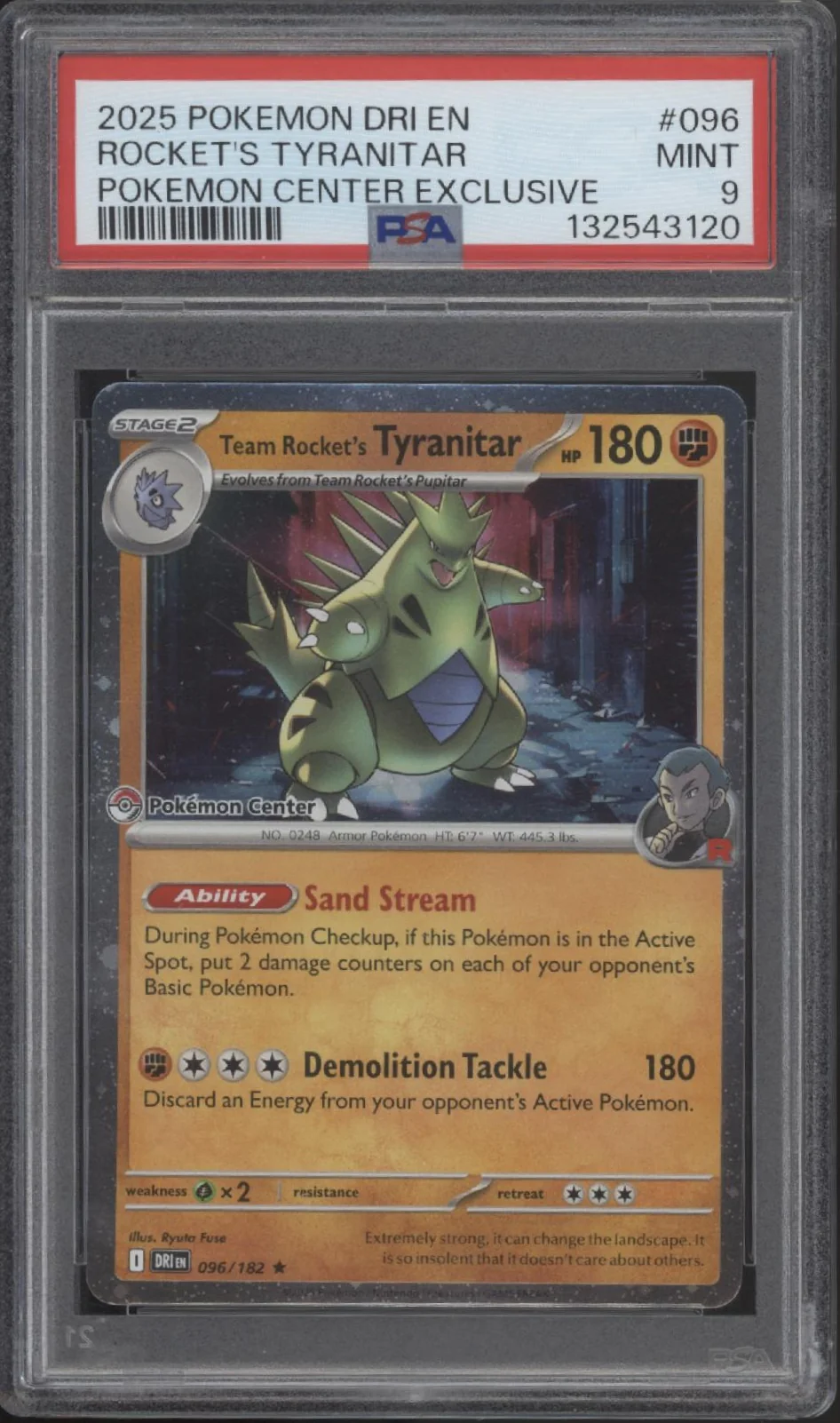 Team Rocket's Tyranitar Pokemon Destined Rivals Pokemon Center Exclusive PSA 9