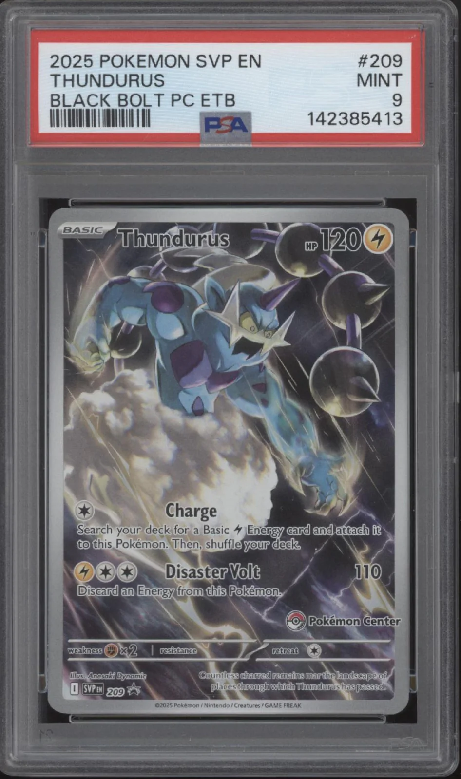 Thundurus Pokemon Black Bolt Pokemon Center Elite Trainer Box #209 PSA 9