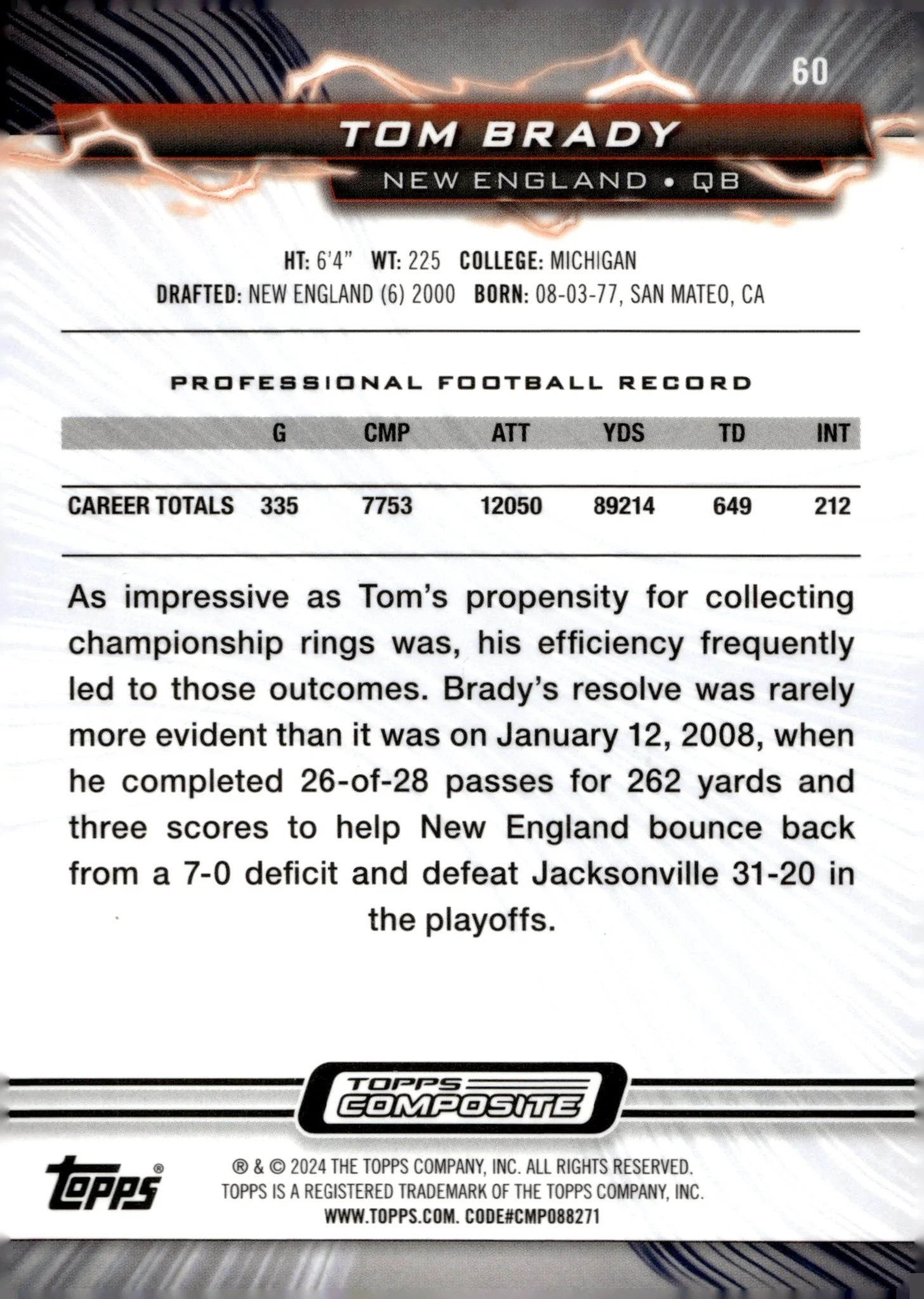 Tom Brady 2023 Topps Composite Resurgence #60 - Image 2