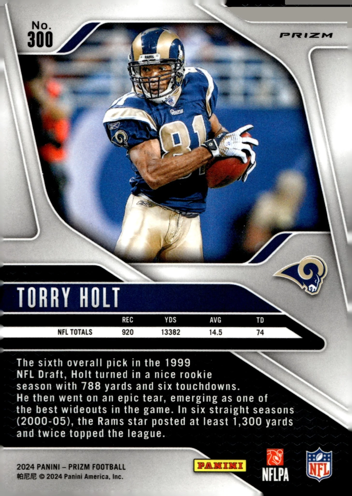 Torry Holt 2024 Panini Prizm Neon Green Pulsar Prizm #300 - Image 2
