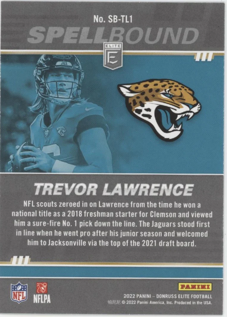 Trevor Lawrence 2022 Panini Donruss Elite Spellbound "LAWRENCE" Lot - Image 3