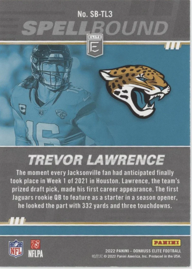 Trevor Lawrence 2022 Panini Donruss Elite Spellbound "LAWRENCE" Lot - Image 7