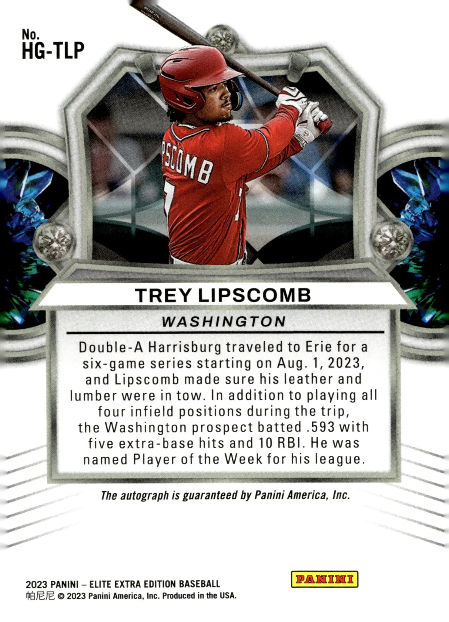 Trey Lipscomb 2023 Panini Elite Extra Hidden Gems Auto #HG-TLP - Image 2