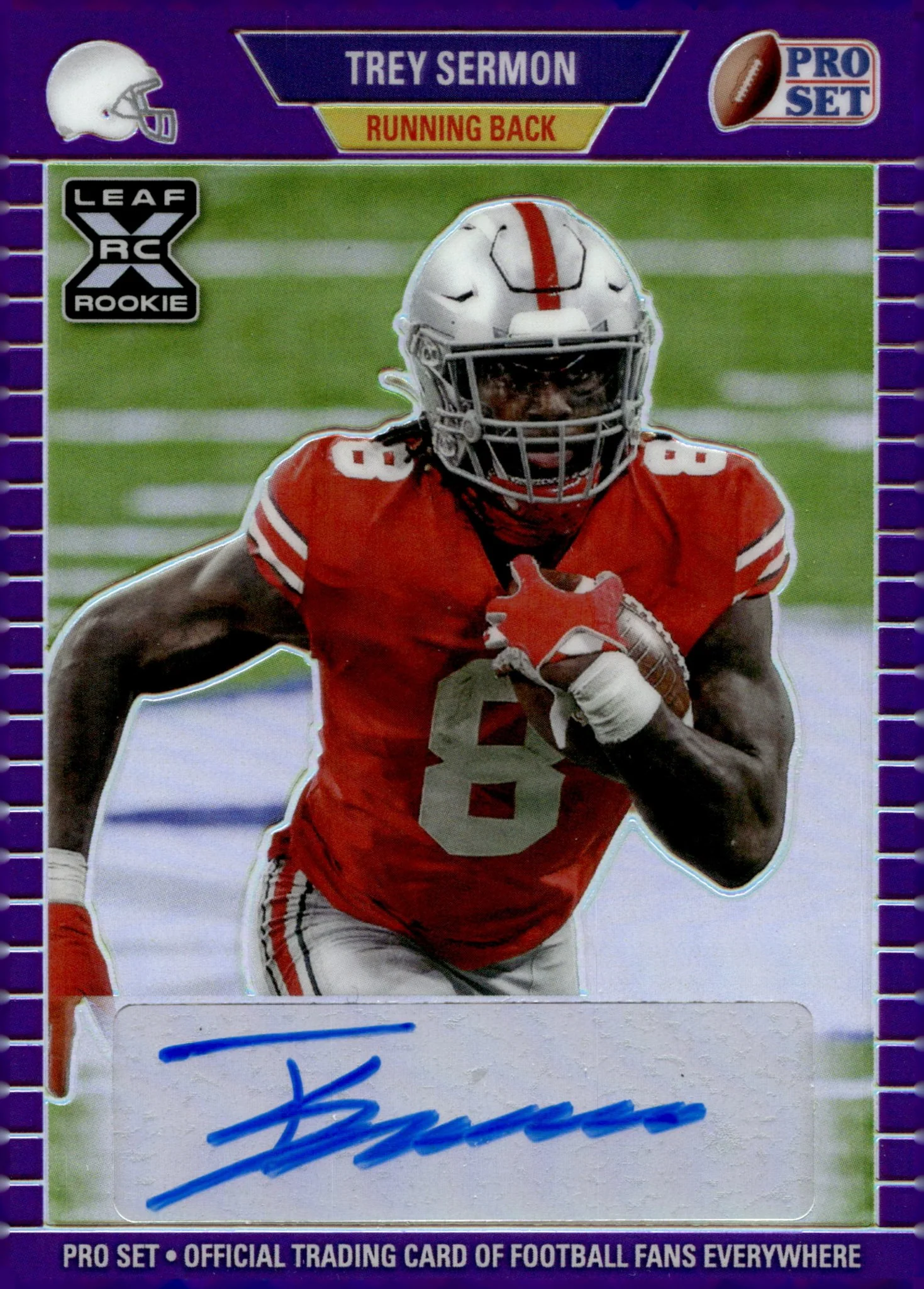 Trey Sermon 2021 Leaf Pro Set Purple Refractor RC Auto 5/50 #PA-TS1