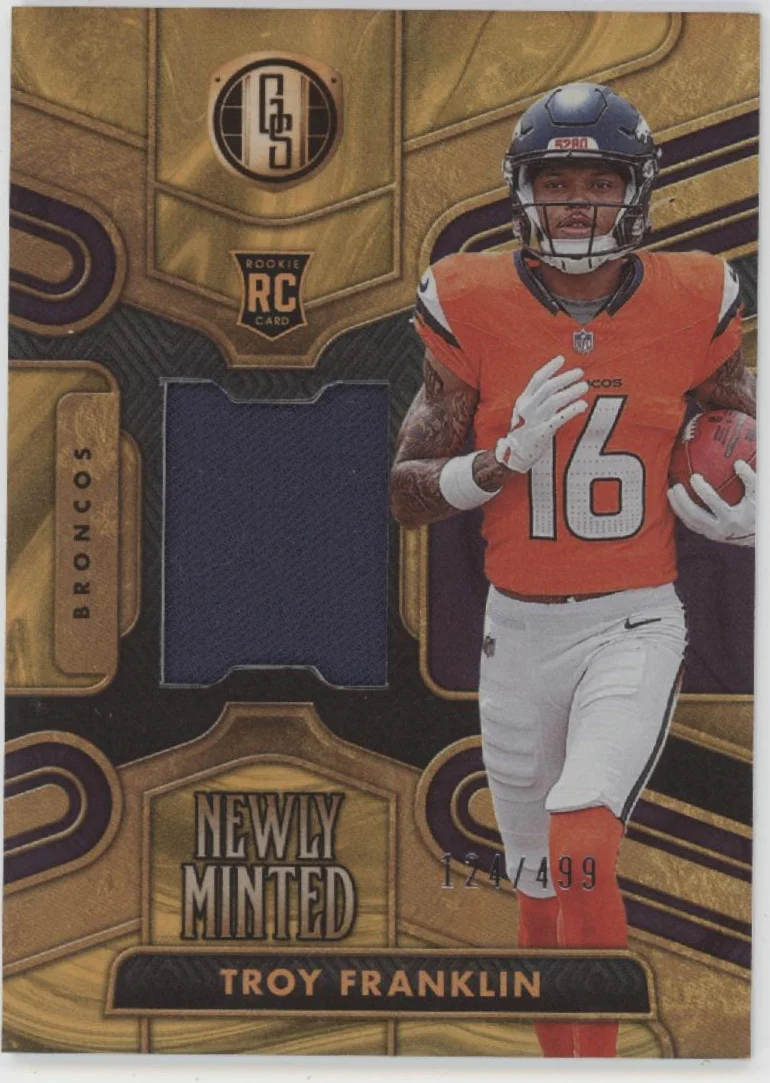 Troy Franklin 2024 Panini Gold Standard Newly Minted Swatch RC 124/499 #NMM-TFN