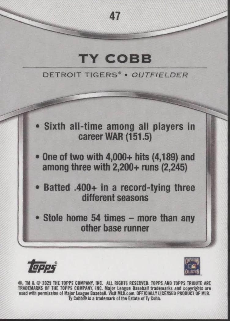 Ty Cobb 2025 Topps Tribute #47 - Image 2