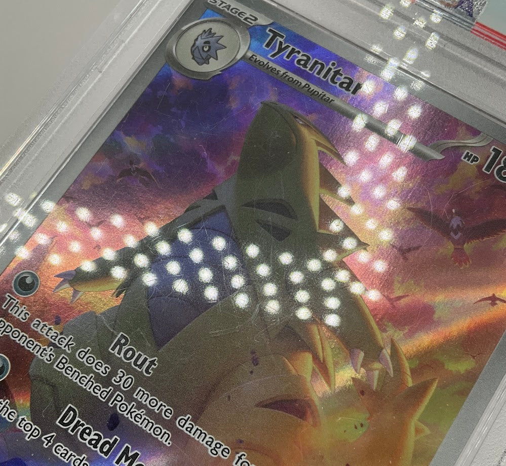 Tyranitar Pokemon Paldean Fates Illustration Rare #222 PSA 8 - Image 3