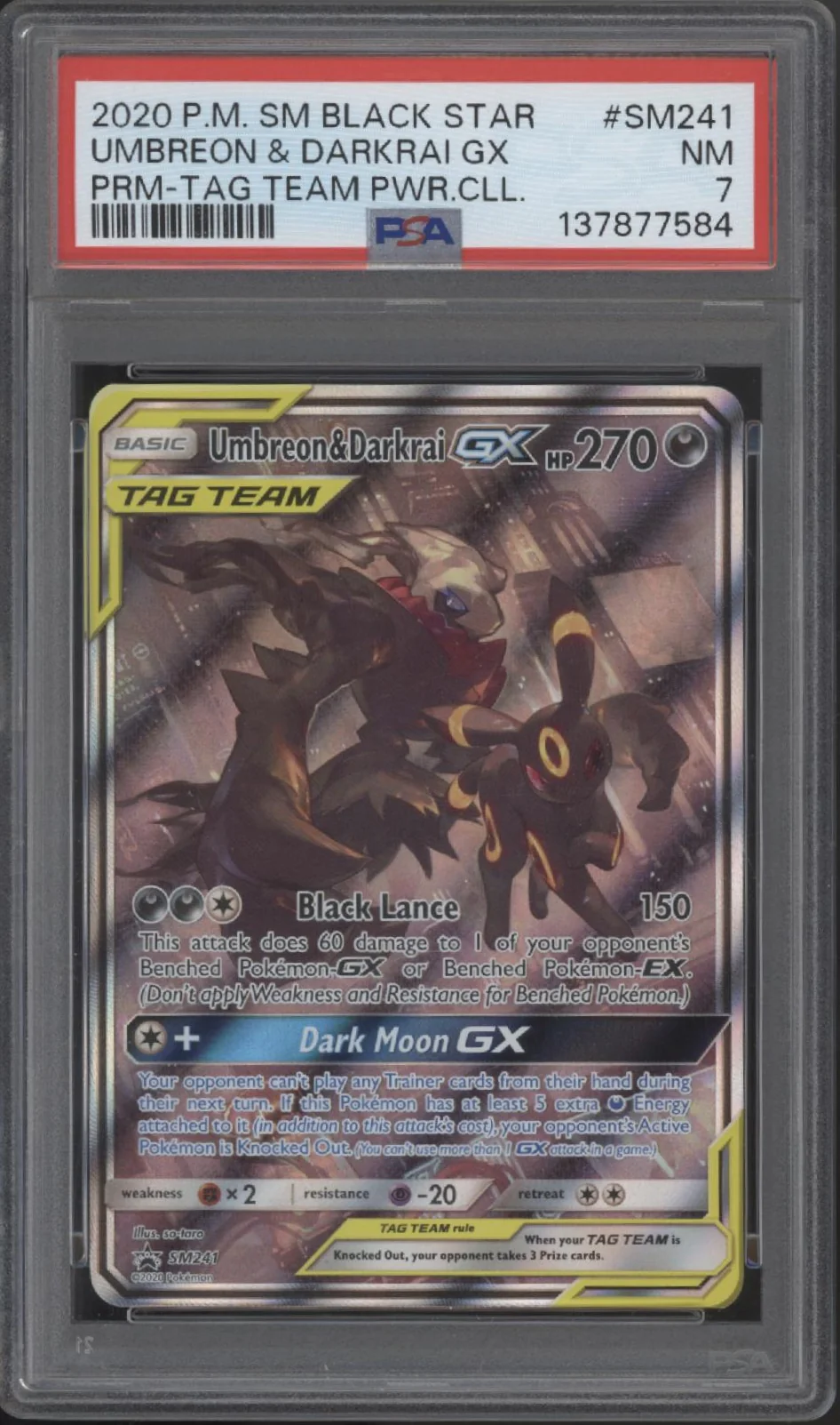 Umbreon & Darkrai GX Pokemon Tag Team Power Collection #SM241 PSA 7