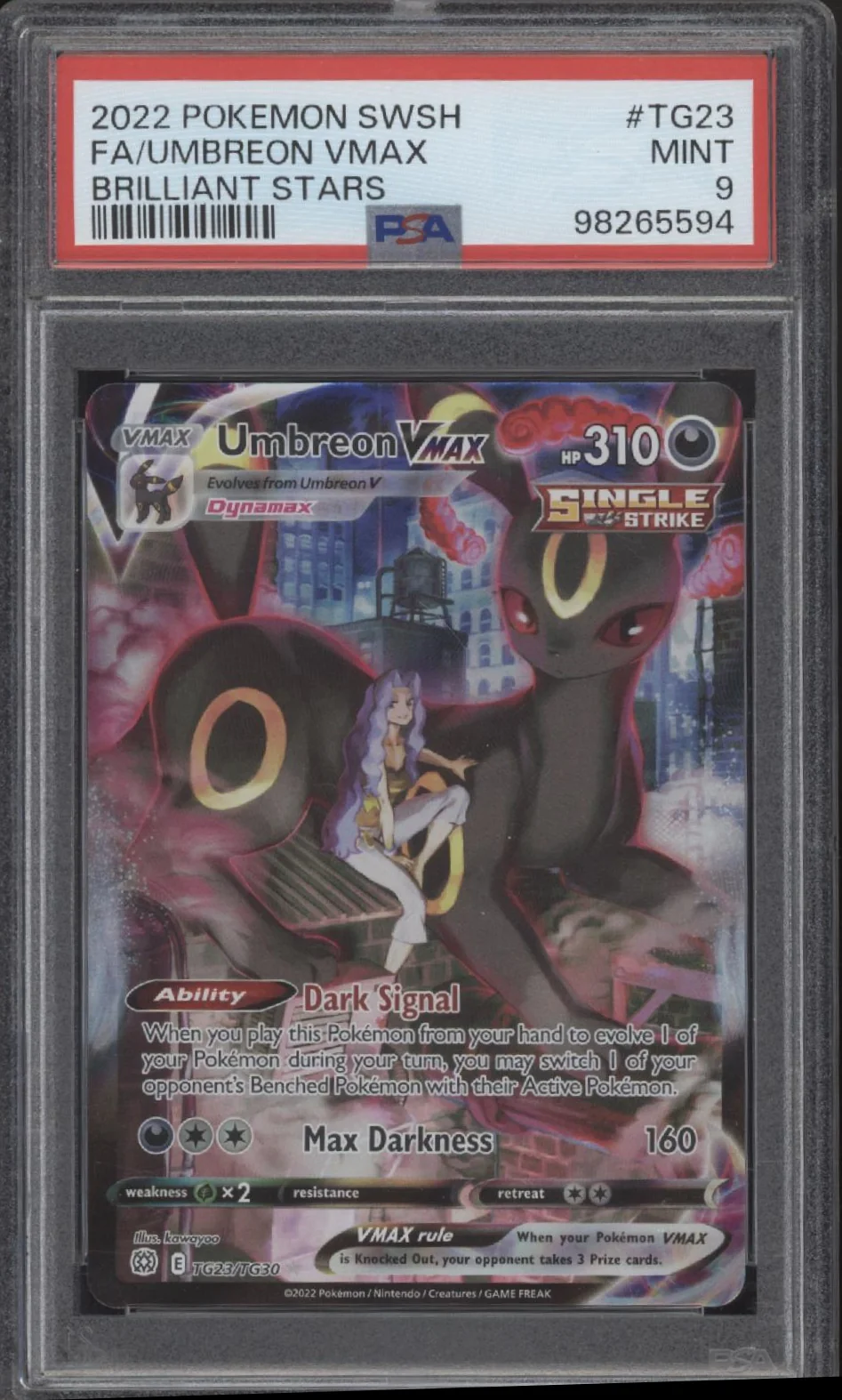 Umbreon VMAX Pokemon Brilliant Stars Full Art #TG23 PSA 9