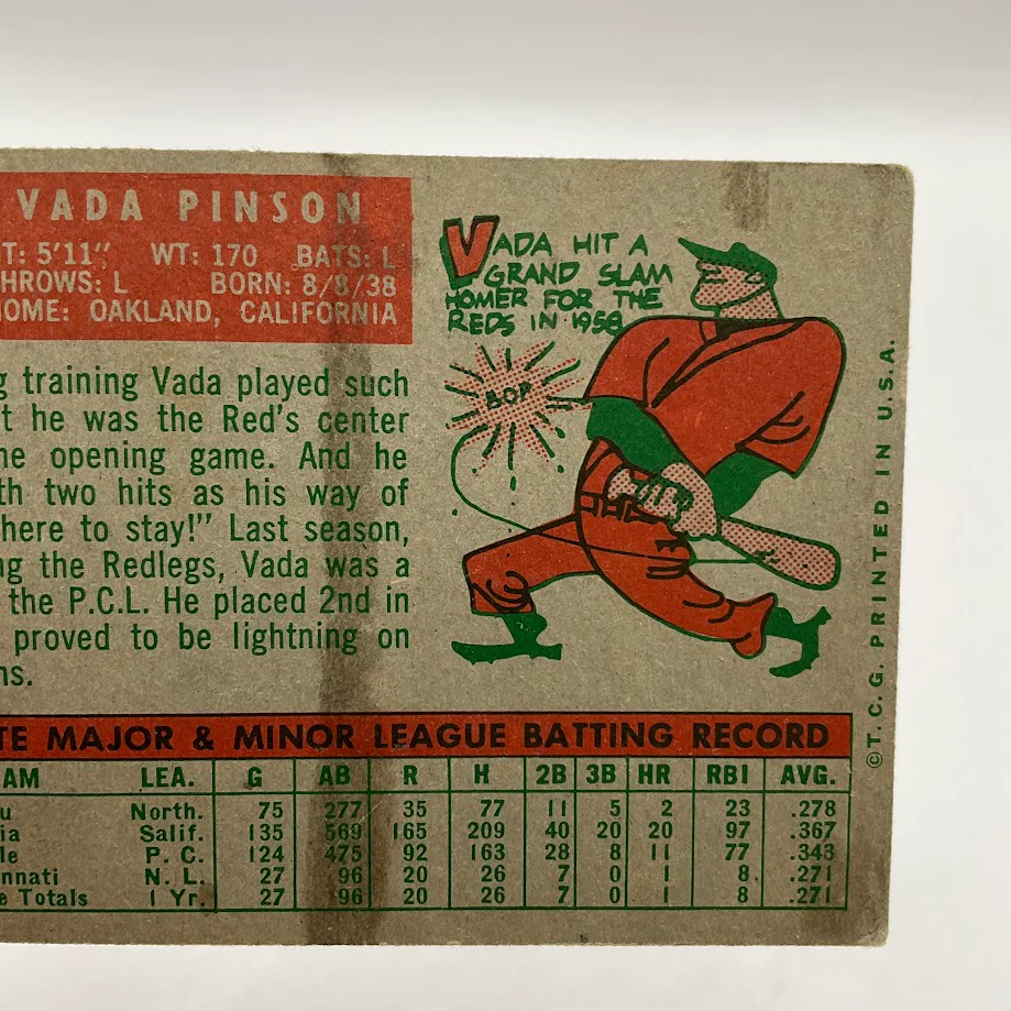 Vada Pinson 1959 Topps #448 Cincinnati Redlegs VG - Image 5