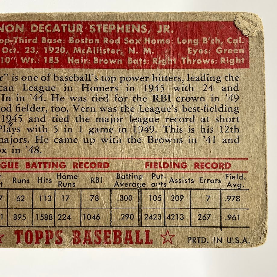Vern Stephens 1952 #84 Boston Red Sox PR #2 - Image 4