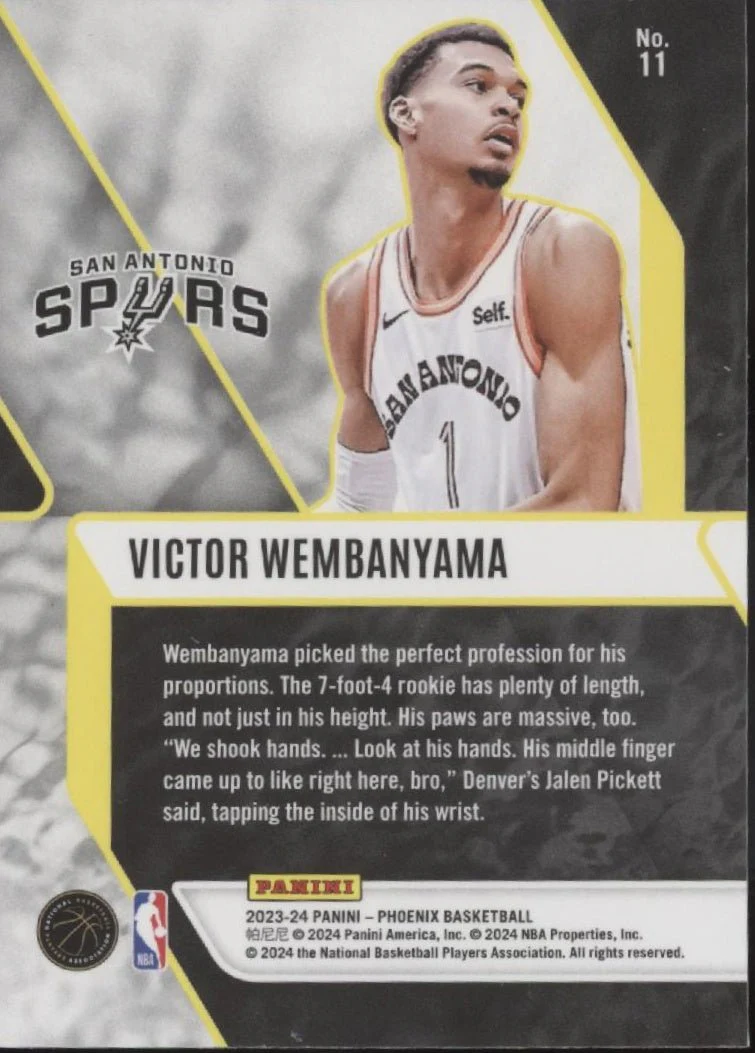 Victor Wembanyama 2023-24 Panini Phoenix Fade to Black Blue Atomic RC #11 - Image 2